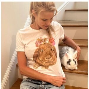 Floral Rabbit Graphic Women's T-Shirt Beth Stern, Beth's Furry Friends